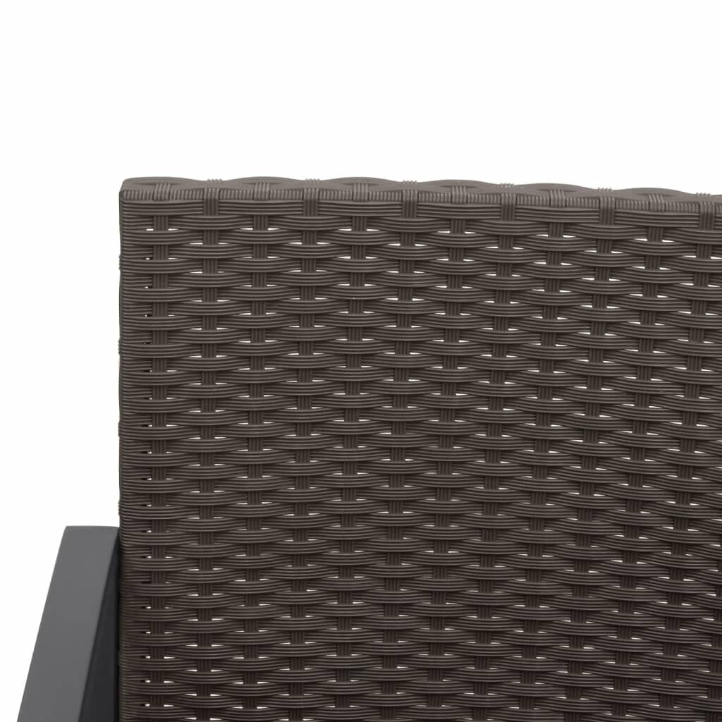 vidaXL 2-Seater Garden Bench with Cushions Brown PP Rattan