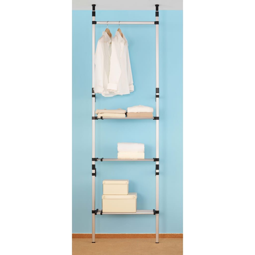vidaXL Telescopic Wardrobe System with Rods and Shelf Aluminium