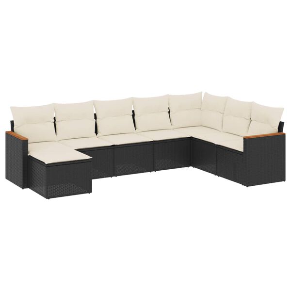vidaXL 8 Piece Garden Sofa Set with Cushions Black Poly Rattan