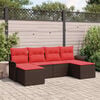 vidaXL Garden Sofa Set with Cushion 6 pcs Brown Poly Rattan