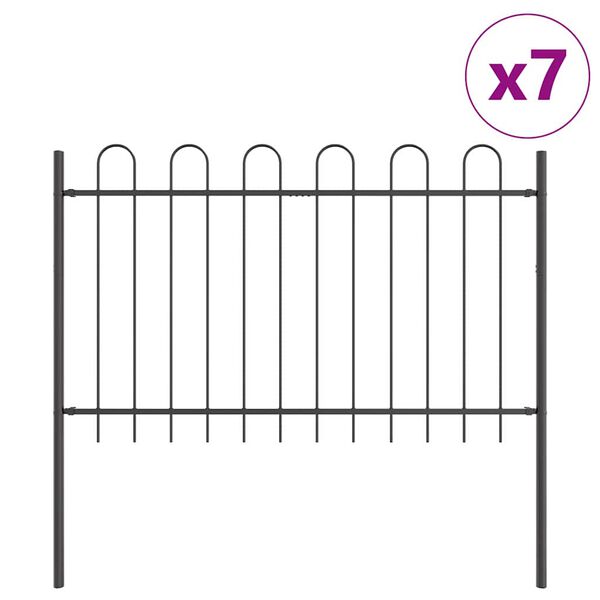 vidaXL Garden Fence 7 pcs Grey 11.9 x 1.2 m Powder-coated Steel