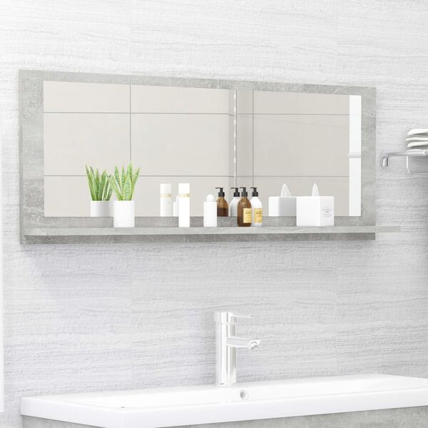vidaXL Bathroom Mirror Concrete Grey 100x10.5x37 cm Engineered Wood