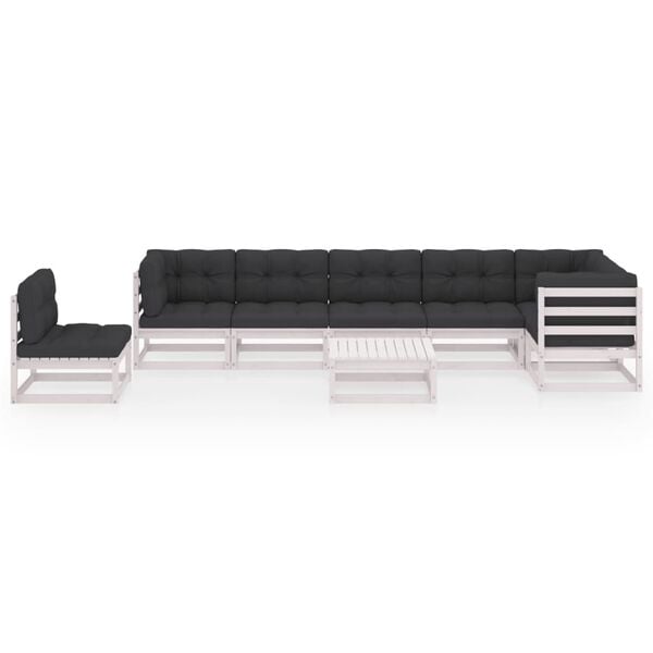 vidaXL 8 Piece Garden Lounge Set with Cushions Solid Pinewood