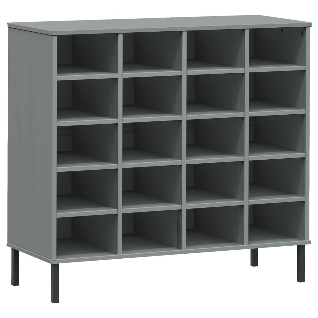 vidaXL Shoe Rack with Metal Legs Grey 95x35x86 cm Solid Wood OSLO