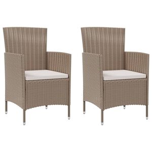 vidaXL Garden Chairs with Cushions 2 pcs Poly Rattan Beige