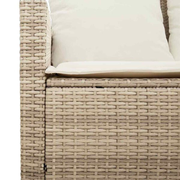 vidaXL Garden Sofa 3-Seater with Cushions&Table Beige Poly Rattan