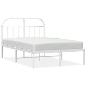vidaXL Metal Bed Frame without Mattress with Headboard White 135x190cm