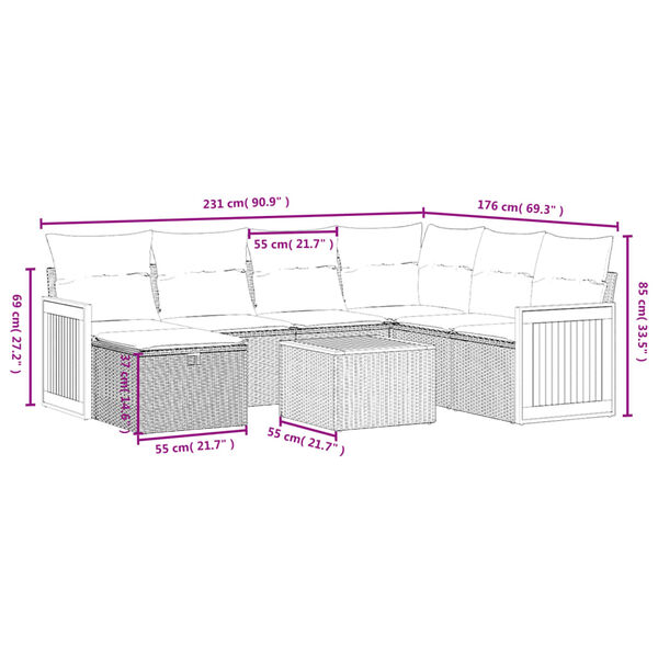 vidaXL 8 Piece Garden Sofa Set with Cushions Grey Poly Rattan