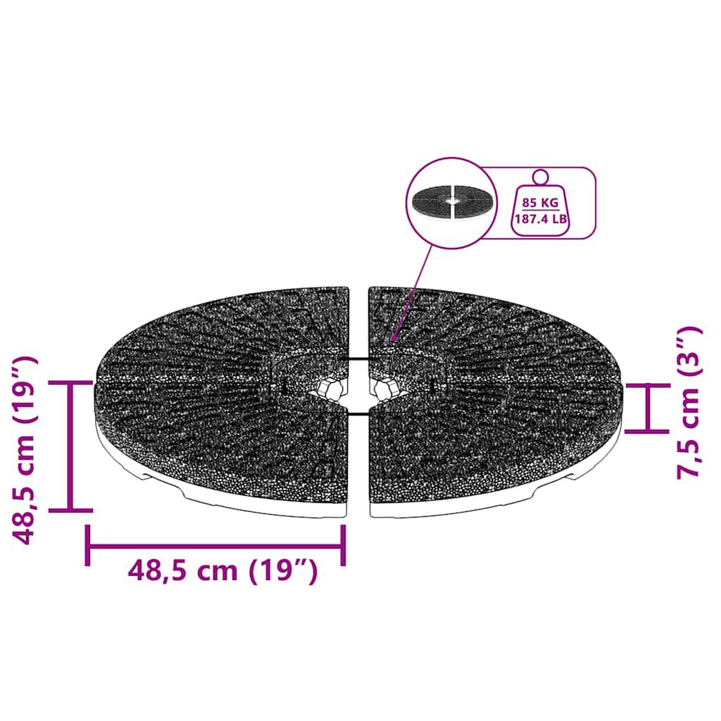 vidaXL Umbrella Base Fan-shaped 4 pcs Black