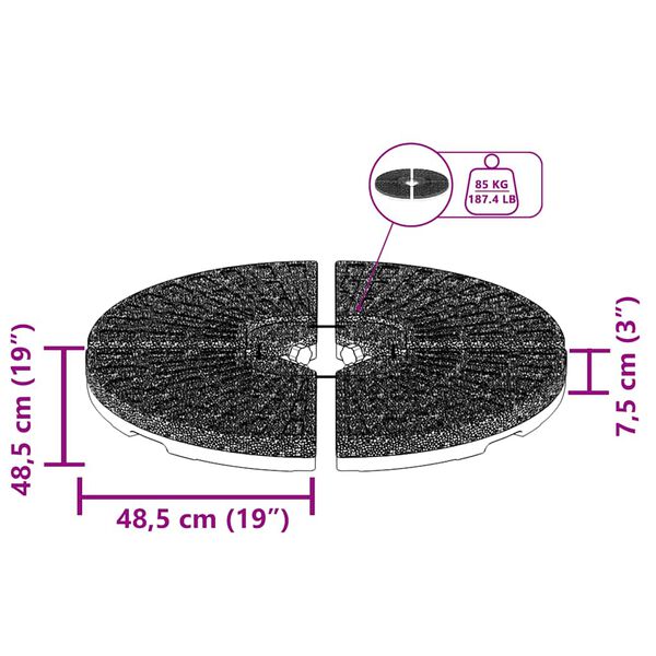 vidaXL Umbrella Base Fan-shaped 4 pcs Black