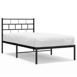 vidaXL Metal Bed Frame without Mattress with Headboard Black 100x200cm