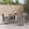 vidaXL 5 Piece Garden Dining Set with Cushions Grey Poly Rattan