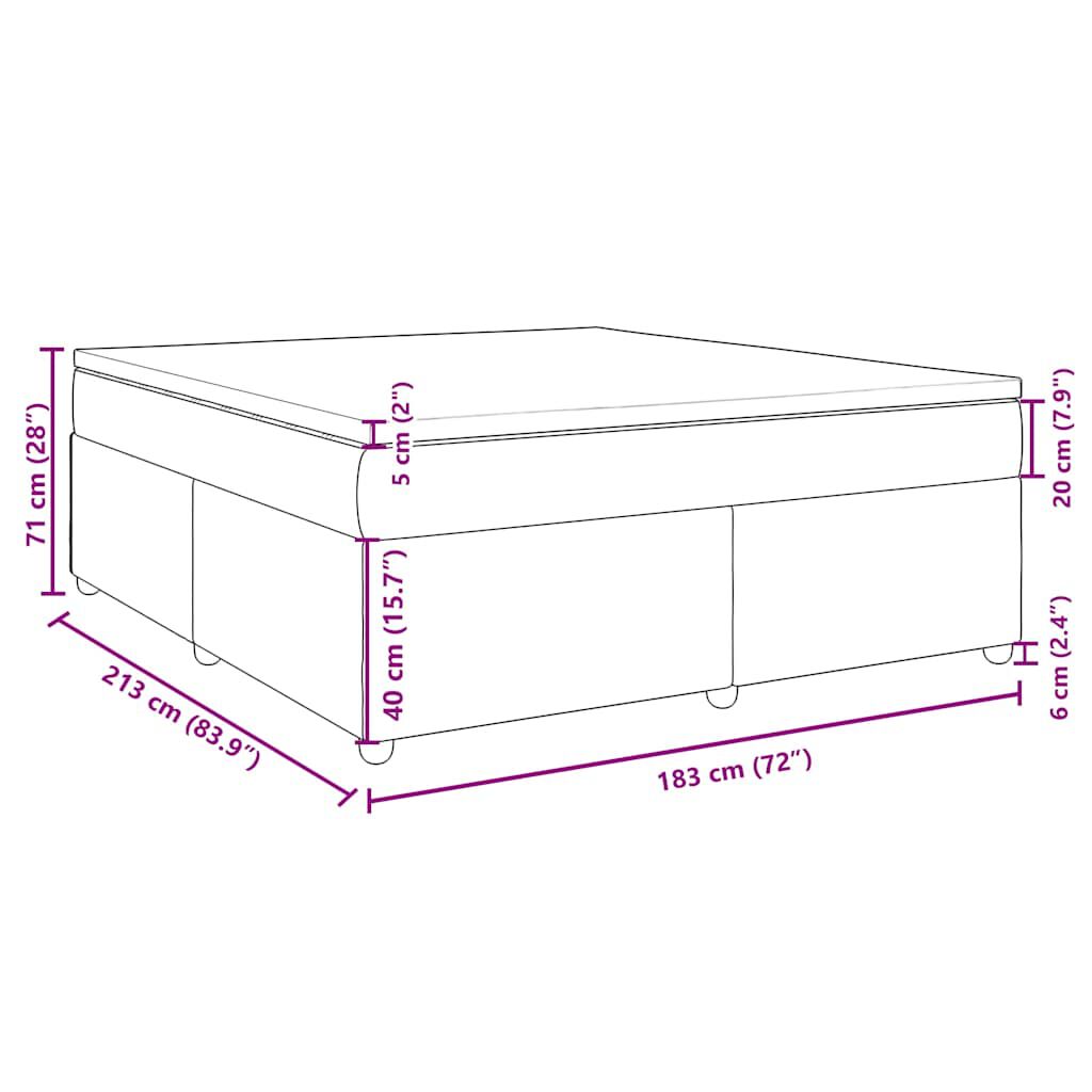vidaXL Box Spring Bed with Mattress Dark Grey California King Fabric