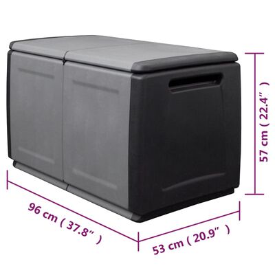vidaXL Garden Storage Box 96x53x57 cm 230 L Dark Grey and Black