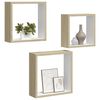 vidaXL Wall Cube Shelves 3 pcs White and Sonoma Oak