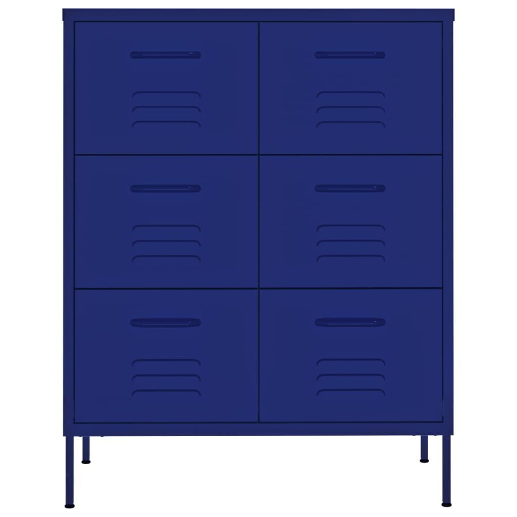 vidaXL Drawer Cabinet Navy Blue 80x35x101.5 cm Steel