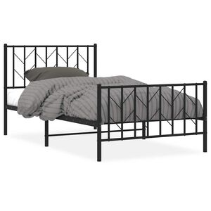 vidaXL Metal Bed Frame without Mattress with Footboard Black 100x200cm
