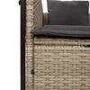 vidaXL Double Sun Lounger with Roof and Curtains Light Grey Poly Rattan