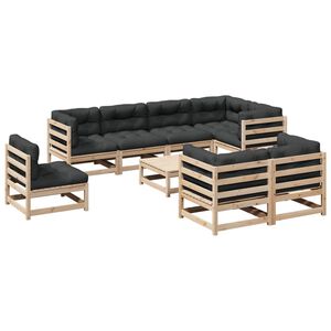 vidaXL 9 Piece Garden Sofa Set with Cushions Solid Wood Pine