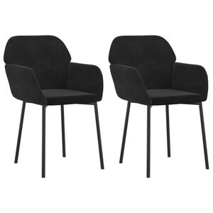 vidaXL Dining Chairs 2 pcs Black Velvet