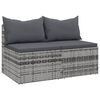 vidaXL Garden Middle Sofas with Cushions 2 pcs Grey Poly Rattan