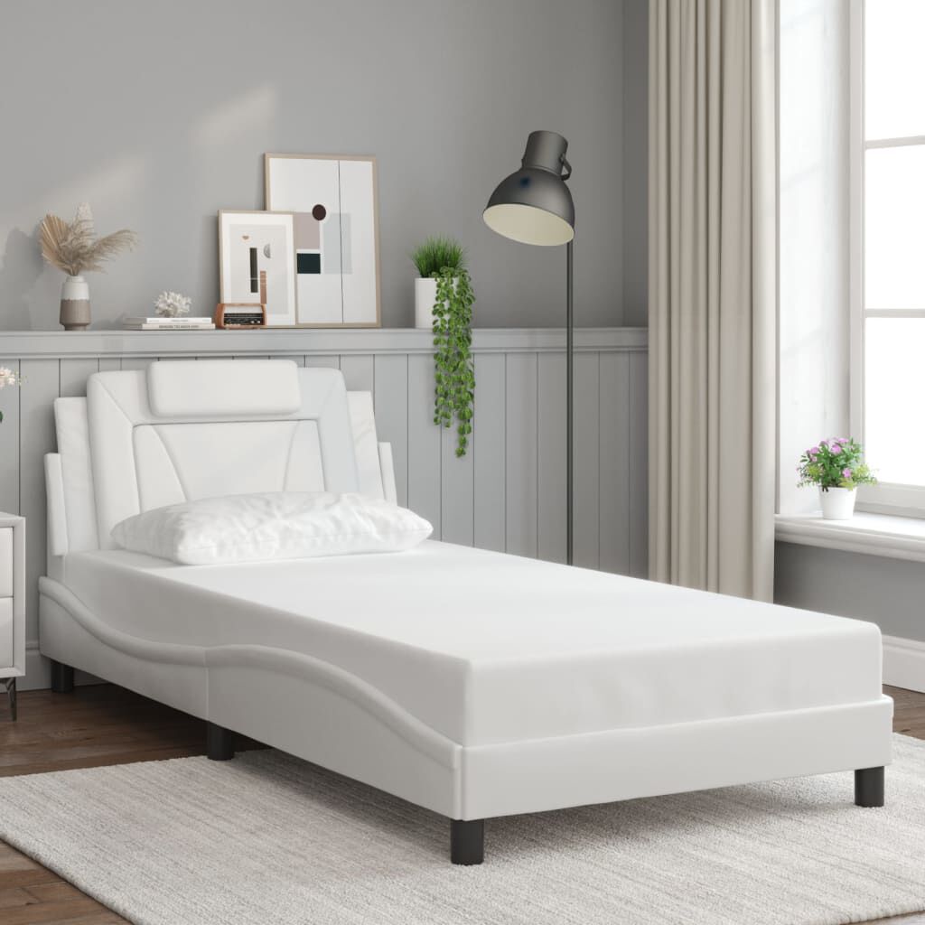 vidaXL Bed Frame without Mattress White 100x190 cm Faux Leather