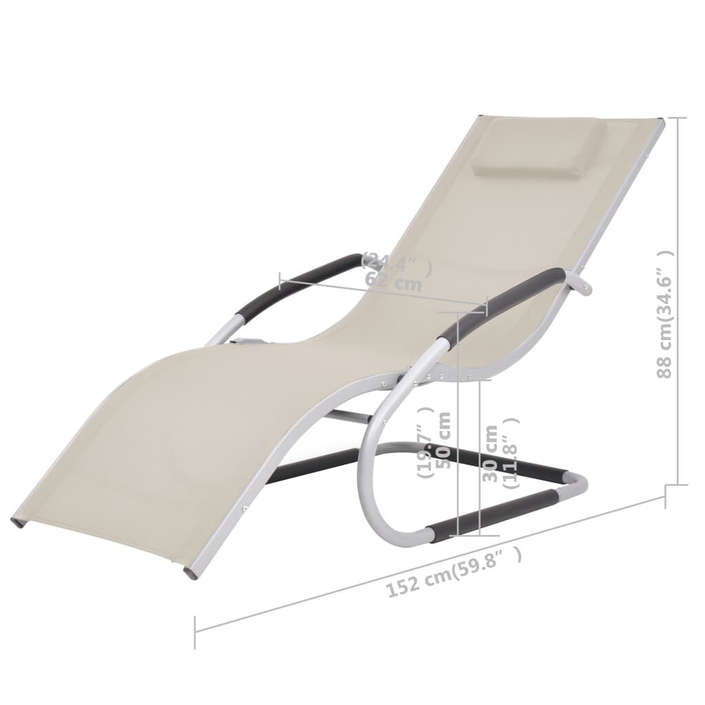 vidaXL Sun Lounger with Pillow Aluminium and Textilene Cream