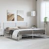 vidaXL Metal Bed Frame without Mattress with Footboard White 183x213cm