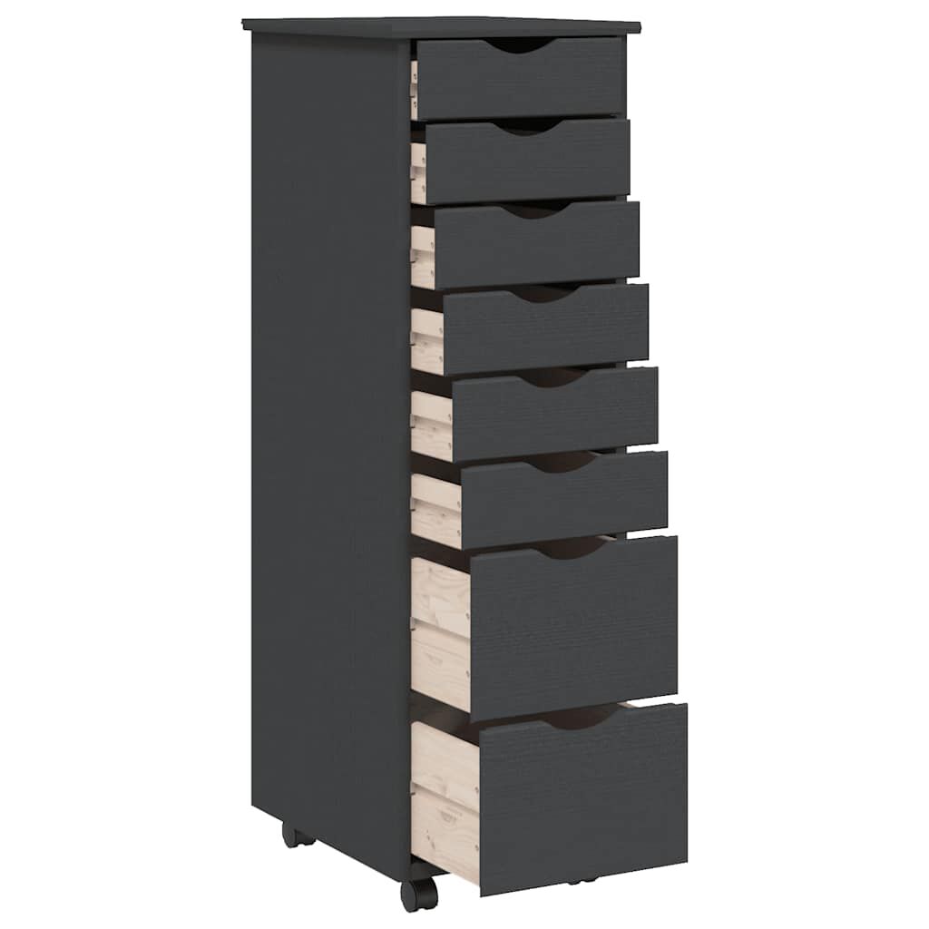 vidaXL Rolling Cabinet with Drawers MOSS Grey Solid Wood Pine