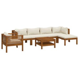 vidaXL 7 Piece Garden Lounge Set with Cream Cushion Solid Acacia Wood