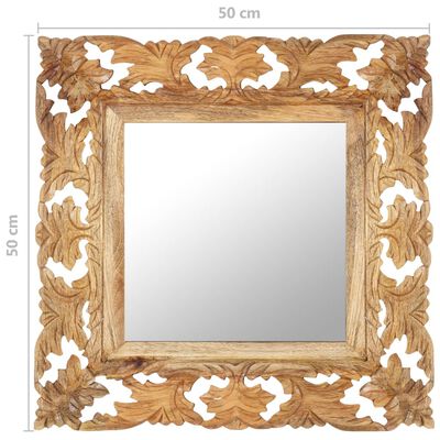 vidaXL Hand Carved Mirror Brown 50x50 cm Solid Mango Wood