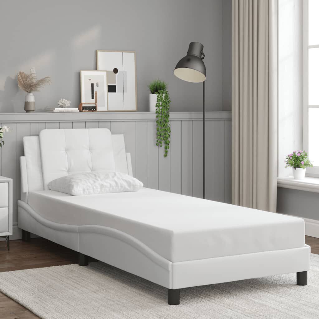 vidaXL Bed Frame without Mattress White 100x203 cm Faux Leather