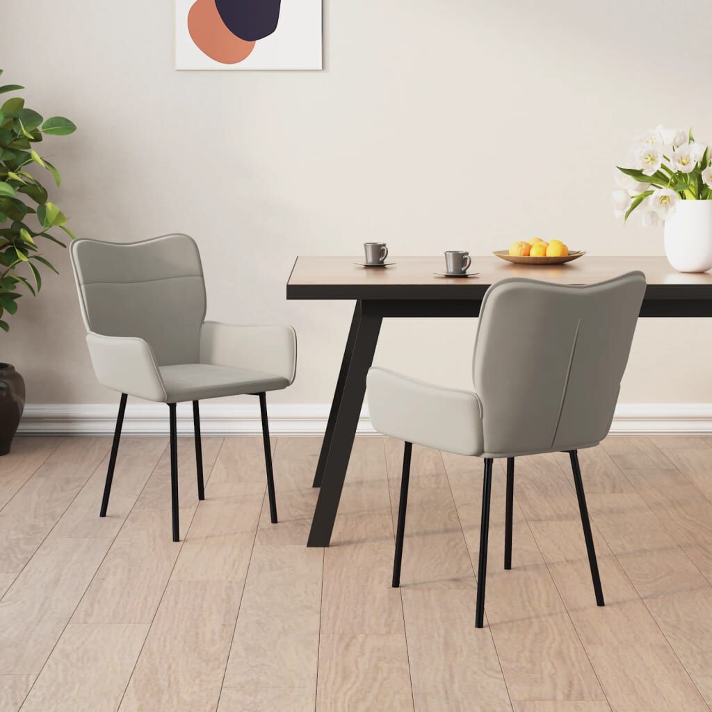 vidaXL Dining Chairs 2 pcs Light Grey Velvet