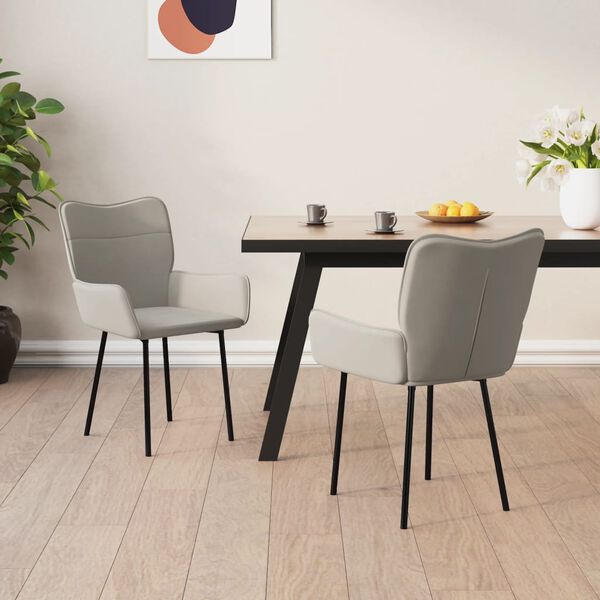 vidaXL Dining Chairs 2 pcs Light Grey Velvet
