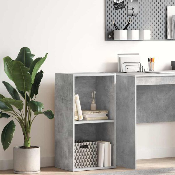 vidaXL 2-Tier Book Cabinet Concrete Grey 40x30x76.5 cm Engineered Wood
