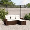 vidaXL 4 Piece Garden Sofa Set with Cushions Brown Poly Rattan