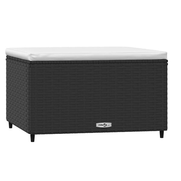 vidaXL Garden Footrest with Cushion Black Poly Rattan