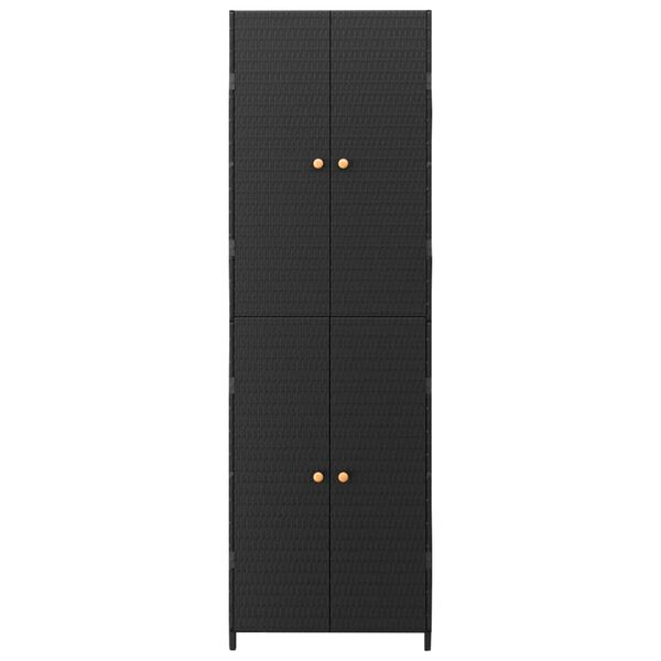 vidaXL Garden Storage Cabinet Black 59x40x180 cm Poly Rattan