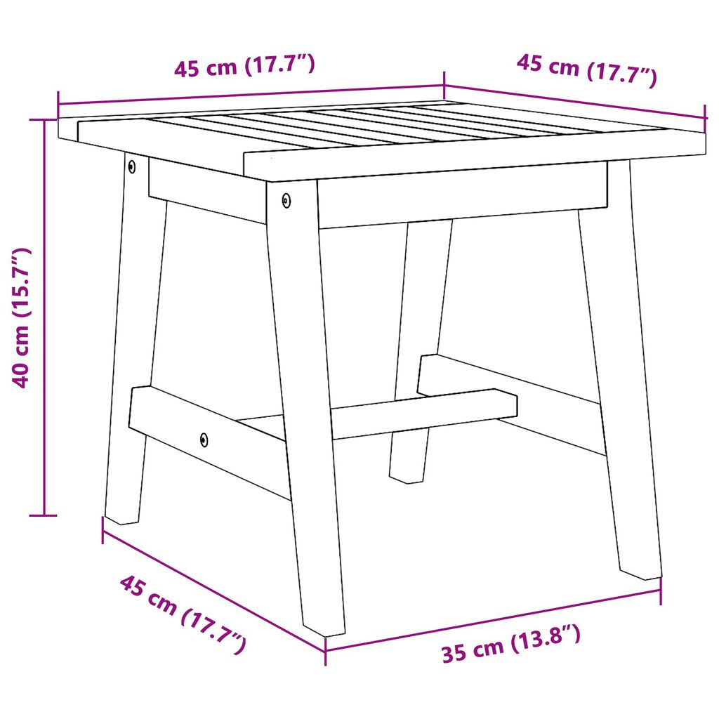 vidaXL Side Table 45x45x40 cm Solid Wood Acacia
