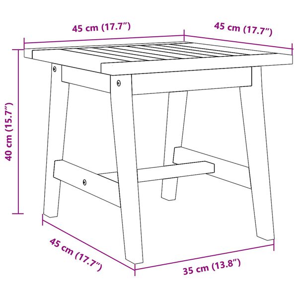 vidaXL Side Table 45x45x40 cm Solid Wood Acacia