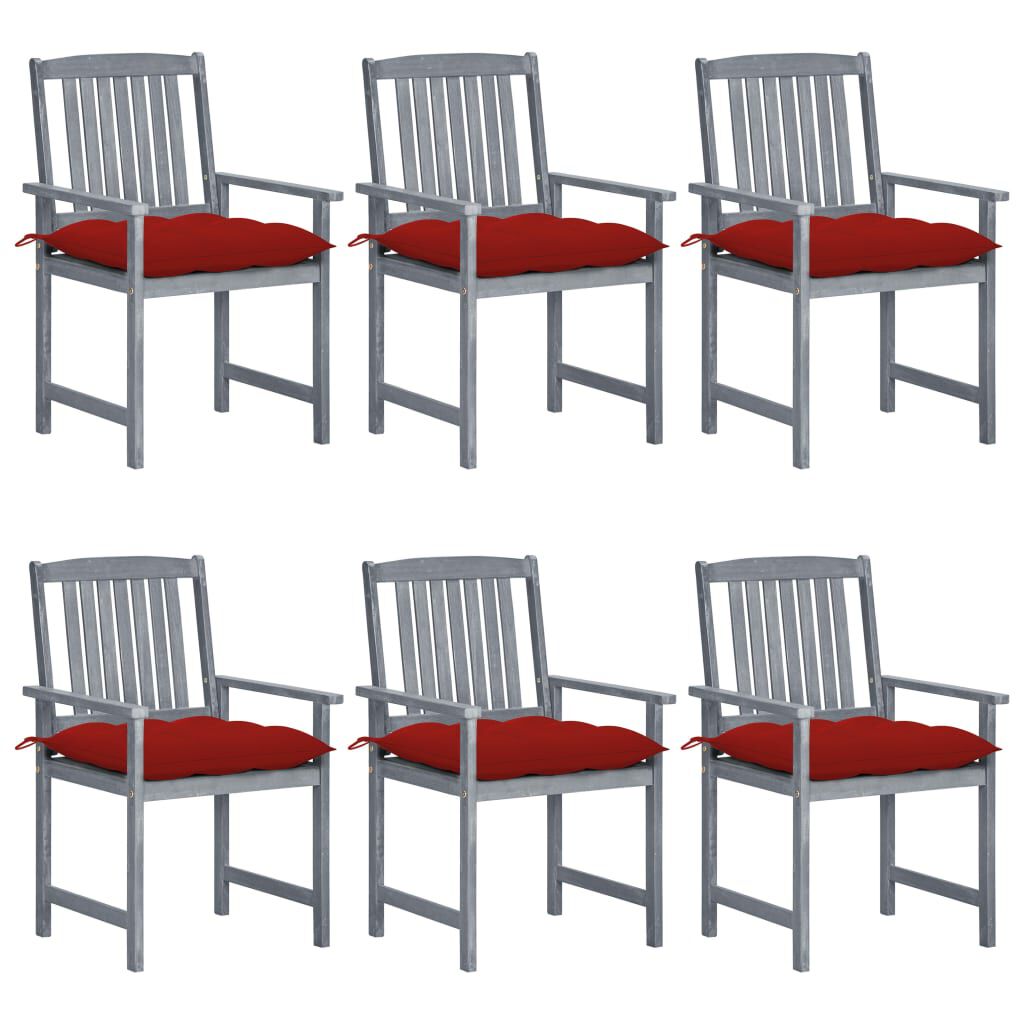 vidaXL Garden Chairs with Cushions 6 pcs Solid Acacia Wood Grey