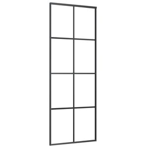 vidaXL Sliding Door Aluminium and ESG Glass 76x205 cm Black
