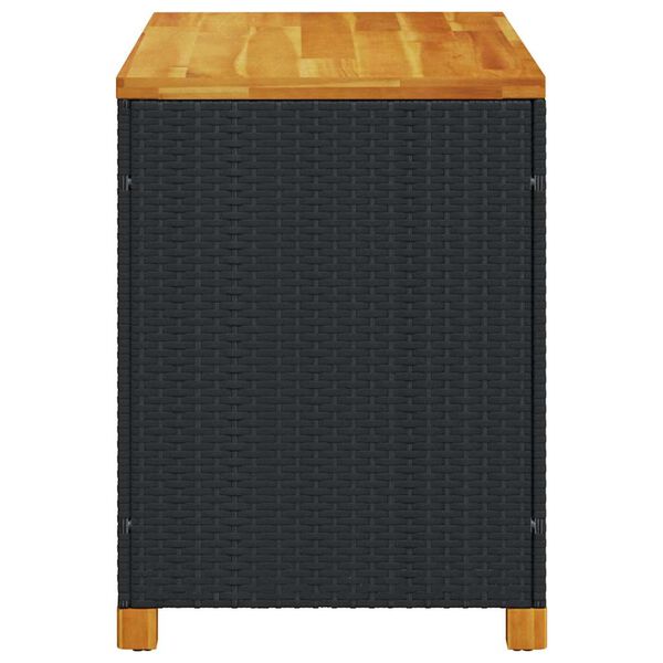 vidaXL Garden Storage Box Black 110x55x63 cm Poly Rattan Acacia Wood