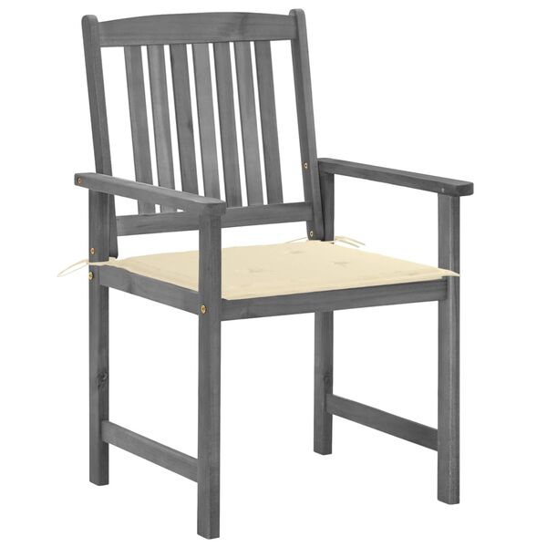 vidaXL Garden Chairs with Cushions 2 pcs Grey Solid Acacia Wood