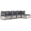 vidaXL 5 Piece Garden Lounge Set with Cushions Anthracite Poly Rattan