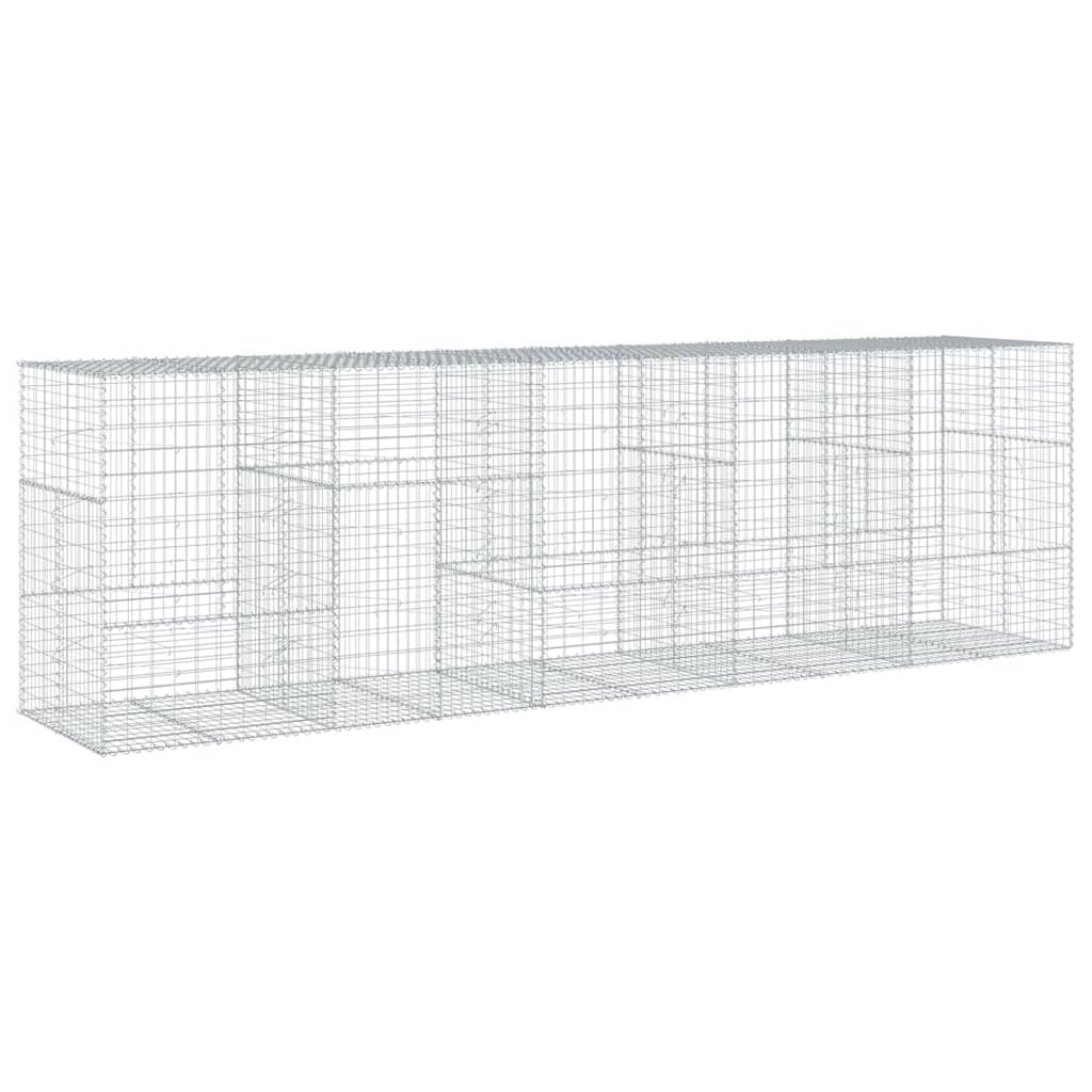vidaXL Gabion Basket with Cover 500x100x150 cm Galvanised Iron