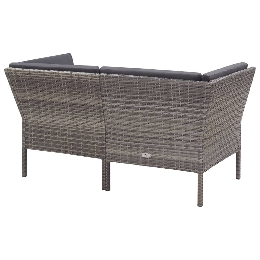 vidaXL 6 Piece Garden Lounge Set with Cushions Poly Rattan Grey