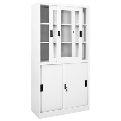 vidaXL Office Cabinet with Sliding Door White 90x40x180 cm Steel