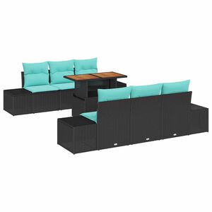 vidaXL Garden Dining Set with Cushion 7 pcs Black and Teal