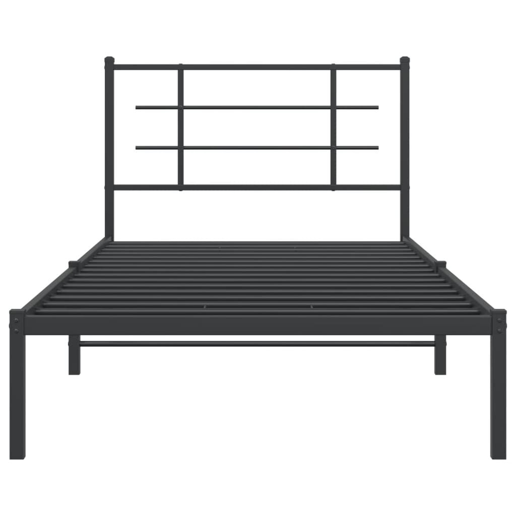 vidaXL Metal Bed Frame without Mattress with Headboard Black 100x200cm